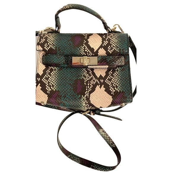 Steve Madden Purse Faux Snakeskin Python Reptile Croco Satchel Crossbody Bag - Picture 5 of 11